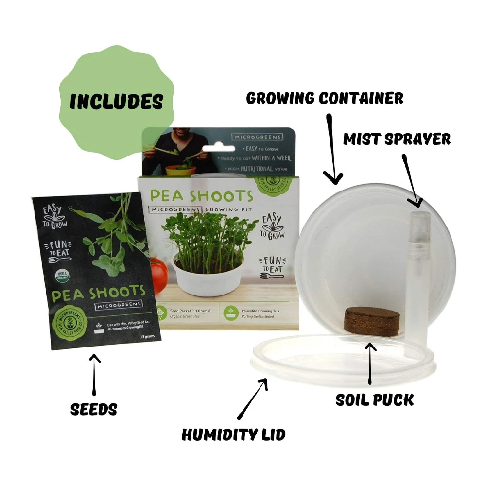 Pea Shoots Mini Microgreens Growing Kit
